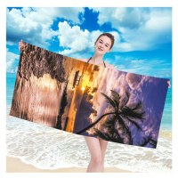 Plážová osuška s motivem zapadajícího slunce 100 x 180 cm