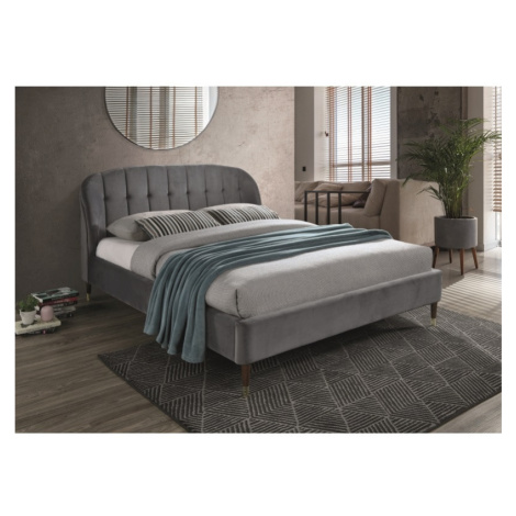 Signal Čalouněná postel LIGURIA VELVET 160 x 200 cm barva šedá / hnědá