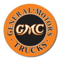 Plechová cedule GMC Trucks Round, (30 x 42 cm)