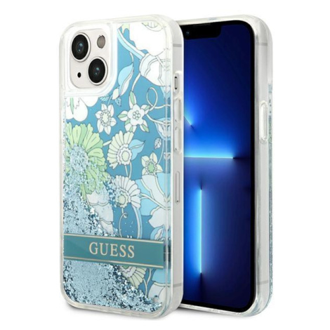 Guess GUHCP14SLFLSN hard silikonové pouzdro iPhone 14 6.1" green Flower Liquid Glitter