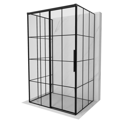 MEXEN/S Rox-3S sprchový kout 3 stěnný , posuvný levá 110 x 100, černá kratka, černá 8C2-110-100-