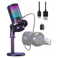 Mikrofon K Pc Kondenzátorový Usb Led Rgb Typ-c Pop-filter Set