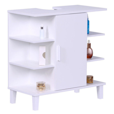 Relaxdays SKŘÍŇKA POD UMYVADLO Bílá MDF 1 dvířka 65 cm