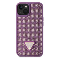 Zadní kryt Guess Rhinestones Triangle Metal Logo pro Apple iPhone 15, purple