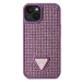 Zadní kryt Guess Rhinestones Triangle Metal Logo pro Apple iPhone 15, purple