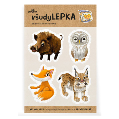 VšudyLEPKA vel. 1 - divočák, sova, liška, rys