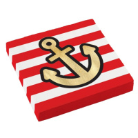Námořnická party - Ubrousky papírové červené pruhy s kotvou 33x33cm 16ks