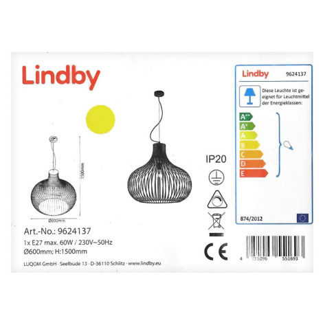 Lindby Lindby - Lustr na lanku FRANCES 1xE27/60W/230V