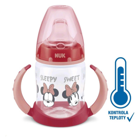 NUK - Kojenecká láhev na učení Disney Mickey s kontrolou teploty 150 ml červená