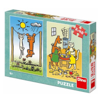 Puzzle DINO Pejsek a Kočička 2x48 dílků