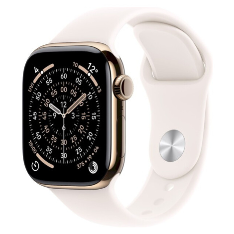 Apple Watch Series 11 Cellular (42mm) Zlatý Titan se světle ruměným sportovním řemínkem M/L