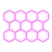 Escape6 Kompletní LED hexagonové svítidlo růžové, rozměr 11 elementů 336 × 238 cm