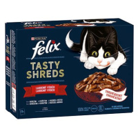 Felix Tasty Shreds s hovězím, kuřetem, kachnou, krůtou ve šťávě 12 x 80 g