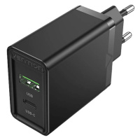 Nabíječka Wall charger EU USB-A(18W), USB-C(20W) Vention FBBB0-EU, 2.4A, PD3.0 (black)
