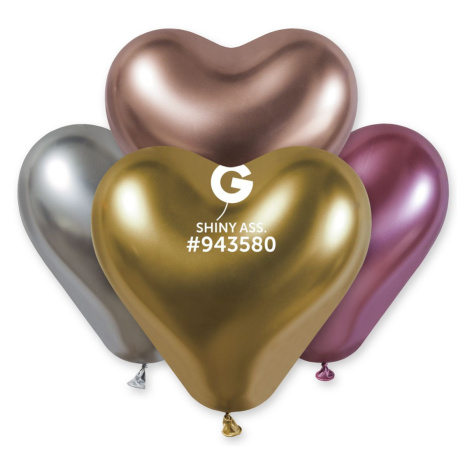 Gemar Balónek chromový srdce 25 cm Shiny mix 25 ks