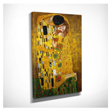 Nástěnná reprodukce na plátně Gustav Klimt The Kiss, 30 x 40 cm Wallity