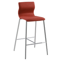 Barová židle EVORA, s čalouněním, pochromovaný podstavec, červený melír