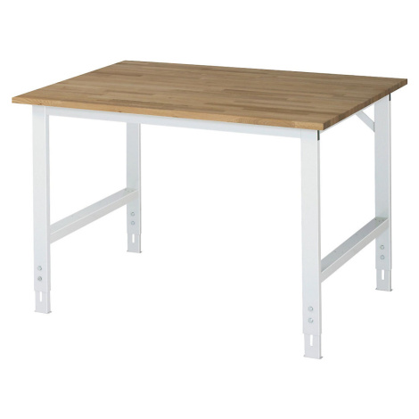 RAU Pracovní stůl, výškově přestavitelný, výška 760 - 1080 mm, masivní buková deska, š x h 1250 