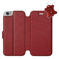 Flip pouzdro na mobil Apple iPhone 6 / iPhone 6s - Tmavě červené - kožené - Dark Red Leather