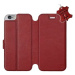 Flip pouzdro na mobil Apple iPhone 6 / iPhone 6s - Tmavě červené - kožené - Dark Red Leather