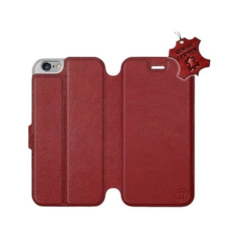 Flip pouzdro na mobil Apple iPhone 6 / iPhone 6s - Tmavě červené - kožené - Dark Red Leather