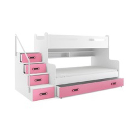 Dětská patrová postel MAX III s výsuvnou postelí 80x200 cm - bílá Ružové BMS