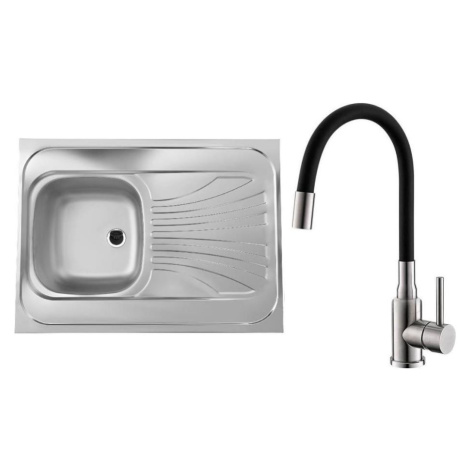 ALVEUS SETA24019-Kuchyňský dřez CLASSIC+dřezová baterie MINTAS 34 cm nerez/černá SETA24019