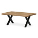 Stůl konferenční 110x70 cm, masiv dub, rovná hrana, kovová noha "X" 5x5 cm