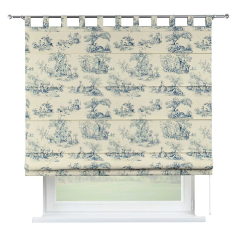 Dekoria Římská roleta Verona, pozadí režné, světle modré postavy, Avinon, 132-66