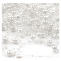 Perly na silonu  - bílá perleť  130cm / 12ks
