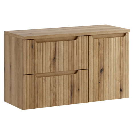 Comad Závěsná skříňka pod umyvadlo Nova s deskou a košem na prádlo 100 cm dub coast evoke
