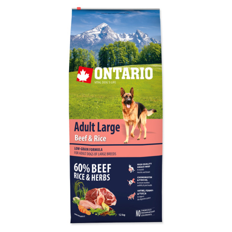 Ontario Adult Large Beef&Rice granule 12 kg