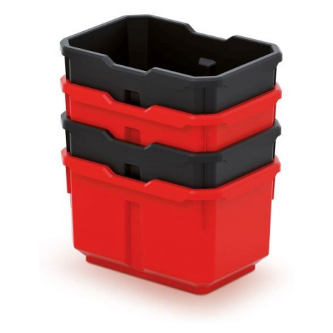 Prosperplast Sada úložných boxů 4 ks TITANIO 15,6 x 11 x 19,5 cm černo-červená