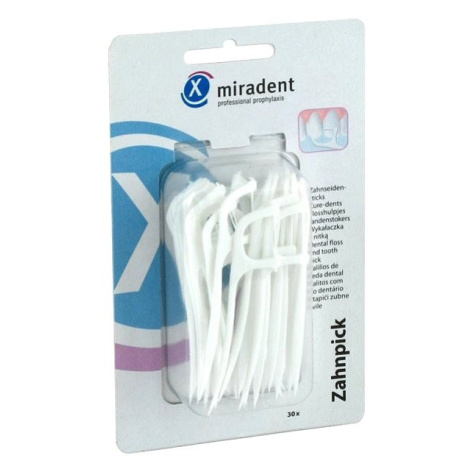 Miradent Dental Floss dentální mečíky s nití, 30ks