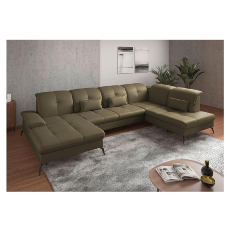 Sit & More SEDACÍ SOUPRAVA, textil, kůže, olivově zelená