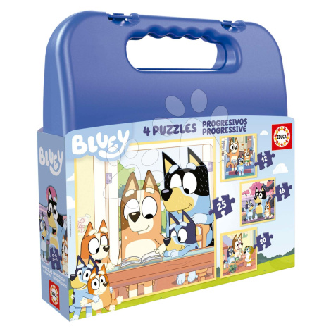 Puzzle Bluey Progressive Educa 12-16-20-25 dílků v kufříku