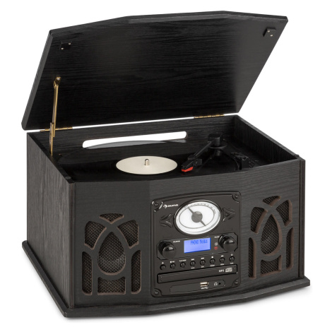 Auna NR-620, DAB, stereo systém, dřevo, gramofon, DAB +, přehrávač CD, černý