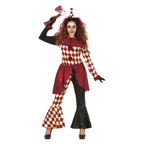 Fiestas Guirca Hororový klaun - Harlequin Outfit Košile s vlnicí Kalhoty Maškarní kostým Dospělá