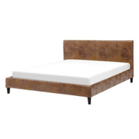 BELIANI postel FITOU 160 × 200 cm, eko kůže, hnědá