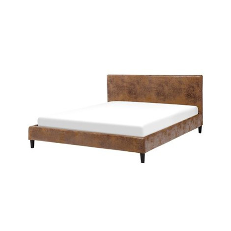 BELIANI postel FITOU 160 × 200 cm, eko kůže, hnědá