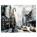 Malování podle čísel - ULICE V NEW YORKU A TAXÍKY Rozměr: 80x100 cm, Rámování: vypnuté plátno na