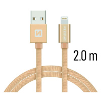 Datový kabel Swissten Textile USB Lightning 2 M, gold