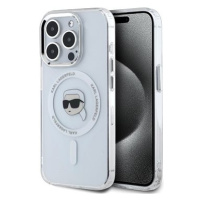 Karl Lagerfeld IML Karl Head Metal Frame MagSafe Zadní Kryt pro iPhone 15 Pro Max Transparent