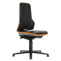 bimos Pracovní otočná židle NEON, patky, synchronní mechanika, PU pěna, oranžový flexibilní pás