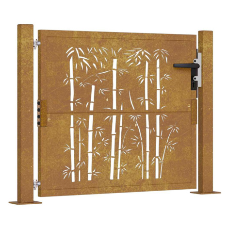 vidaXL Zahradní branka 105 x 80 cm corten ocel bambusový design
