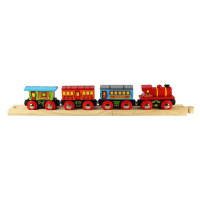 Bigjigs Rail Dřevěný osobní vlak + 2 koleje