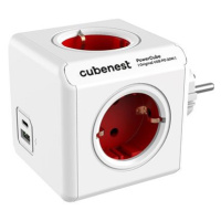 Cubenest Powercube Original USB PD 20W, A+C, 4x zásuvka, bílá/červená - Schuko