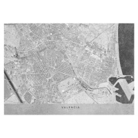 Mapa Gray vintage map of Valencia, Blursbyai, 40 × 30 cm