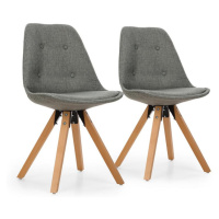 OneConcept Iseo židle, 2-dílná sada, polstrovaná PP-konstrukce, březové dřevo, šedá barva
