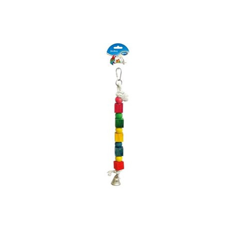 Duvo+ Hračka závěsná pro papoušky kruh s barevnými kostkami a zvonkem 35 cm